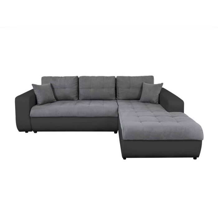Produit similaire: Canapé d'Angle Droit 4 places SUZIE Convertible en Simili et Microfibre - Gris et Noir - L246 x 188 x 80cm - LOUNGITUDE