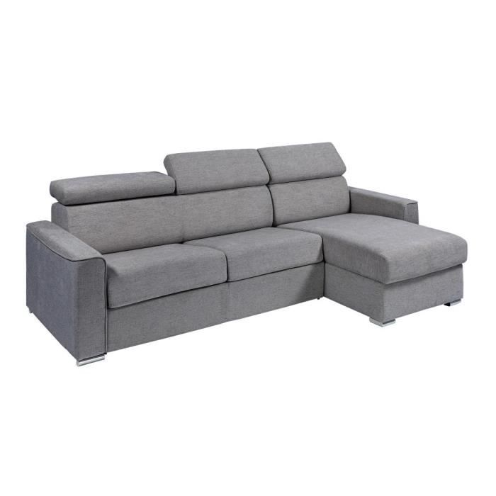 Produit similaire: Canapé d'angle réversible convertible express en tissu gris - Couchage à lattes larges 160 cm - Matelas 18 cm - VIZIR