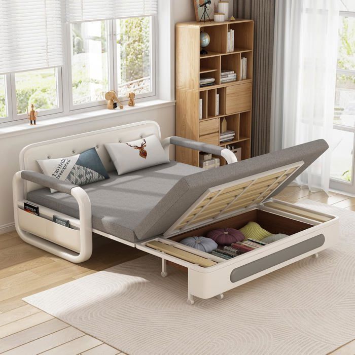 Canapé convertible avec fonction lit et rangement, canapé-lit pour petits espaces et salons, 128 cm