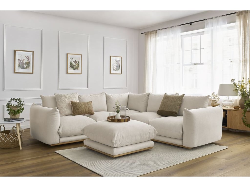 Produit similaire: Canapé d'angle réversible ERNEST avec pouf beige réversible BOBOCHIC 5 places