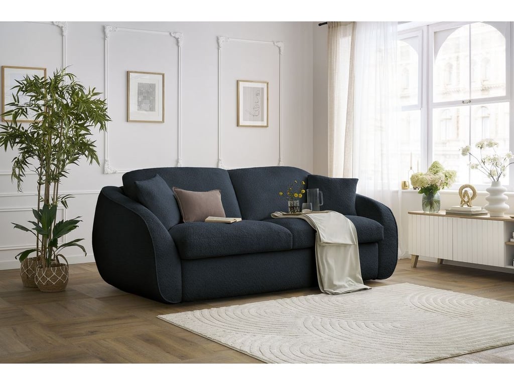 Produit similaire: Canapé droit convertible CEZANNE ouverture express tissu bouclette bleu 140x194 BOBOCHIC 3 places