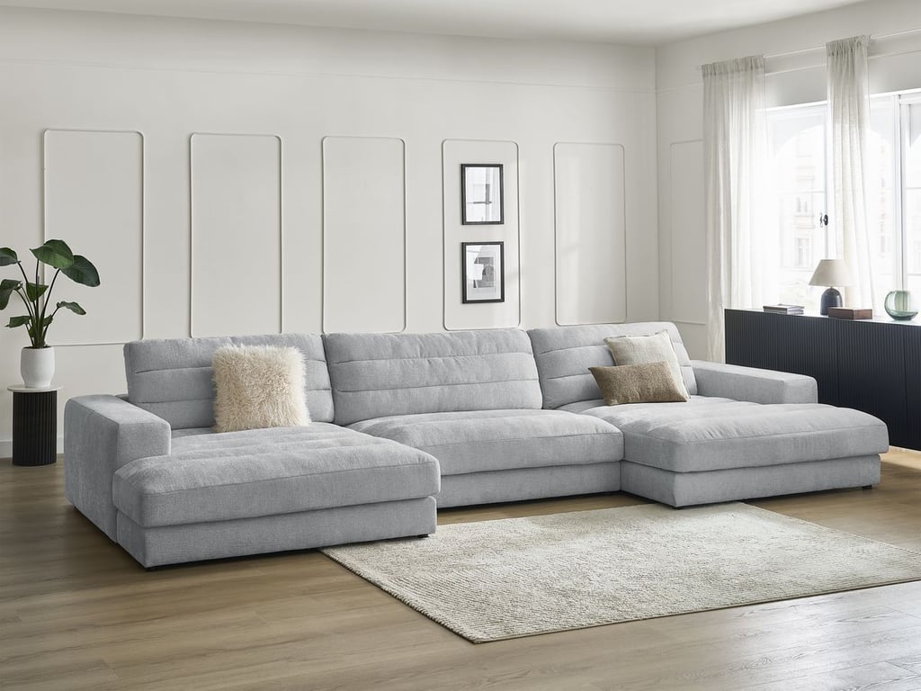 Produit similaire: Canapé panoramique fixe SIERRA tissu texturé gris clair BOBOCHIC 4 places