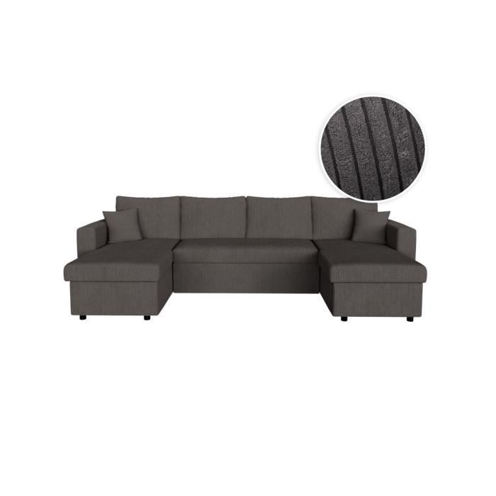 Produit similaire: Canapé panoramique 6 places MARIA convertible avec 2 coffres en velours côtelé - Gris foncé - L295 x P146 x H81cm - LOUNGITUDE