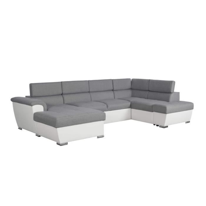 Produit similaire: Canapé panoramique convertible avec 2 coffres PAOLA en tissu et simili - Blanc/Gris - L320,5 x P188 x H76cm - LOUNGITUDE