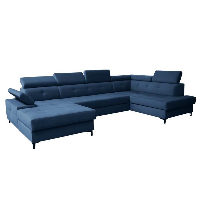Produit similaire: Grand canapé d'angle XXL en U panoramique lit convertible avec coffre 6-7 places - CAPI - Bleu foncé (Manila 26, Droite)