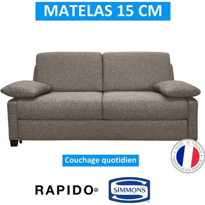Produit similaire: IMAGINE BD Canapé Rapido convertible 3 places taupe matelas Simmons 140cm
