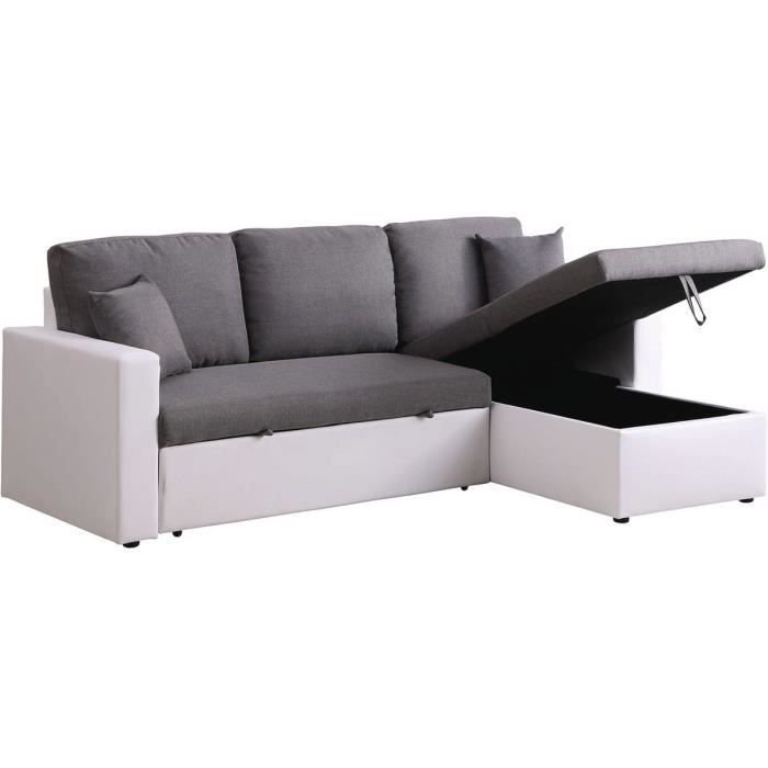 Produit similaire: Canapé d'angle convertible avec coffre Alain - 3 places - Gris - Blanc