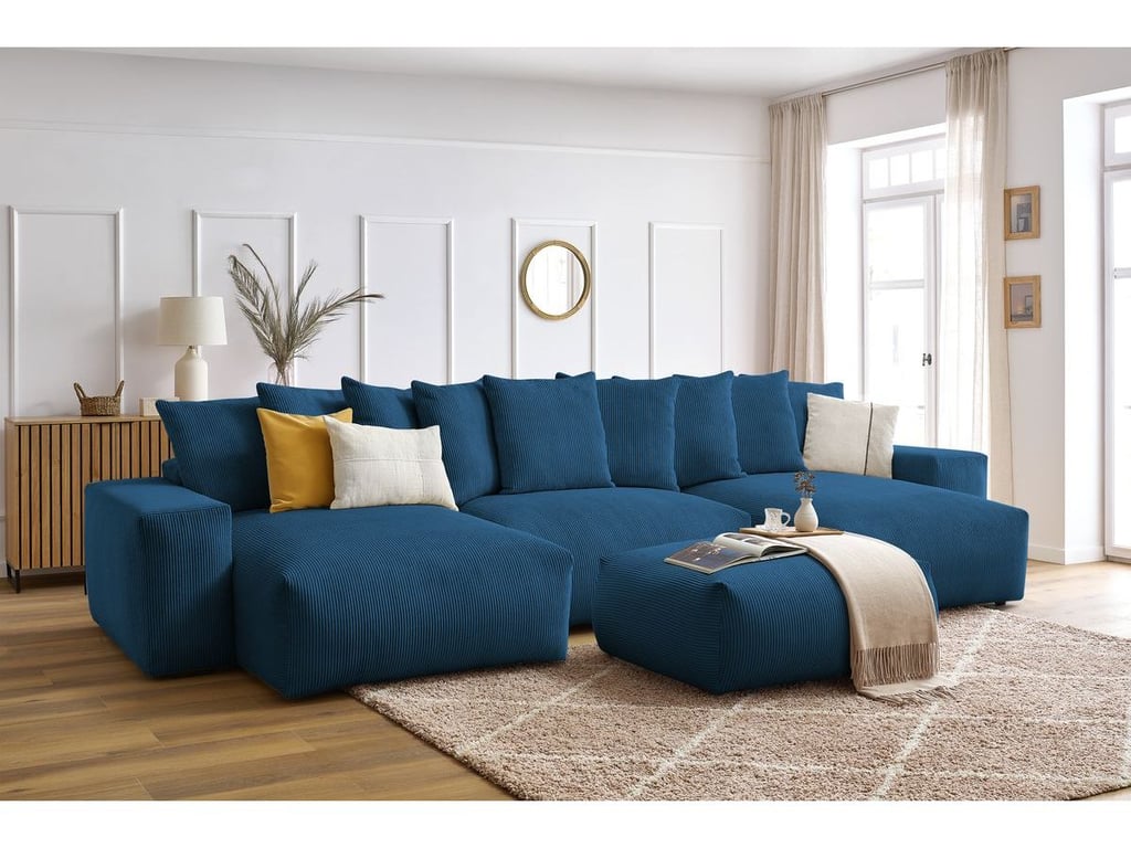 Produit similaire: Canapé panoramique convertible coffre VOLTAIRE avec pouf bleu foncé panoramique BOBOCHIC 7 places