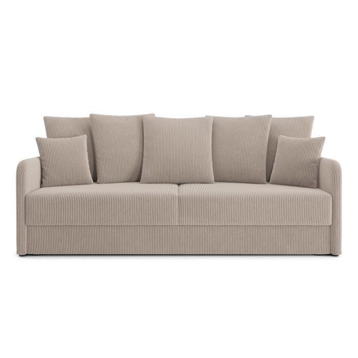 Produit similaire: Canapé droit convertible LUKA en velours côtelé grège 3 places - Coffre de rangement - BAÏTA