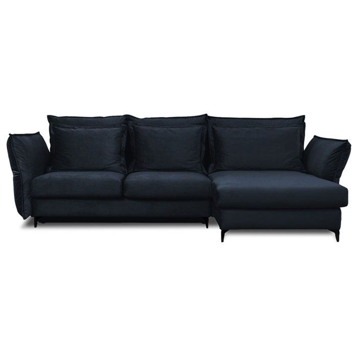 Produit similaire: Canapé d'angle convertible en velours bleu Verduro - Maison Aubertin - 3 places - Avec coffre de rangement