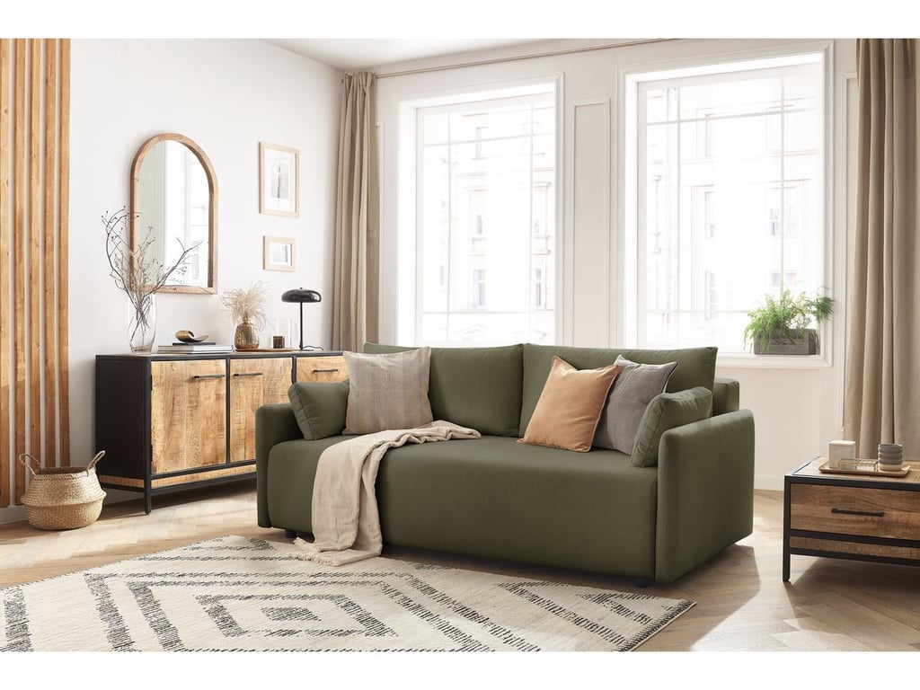 Produit similaire: Canapé droit convertible coffre MARCEL tissu lisse vert BOBOCHIC 3 places