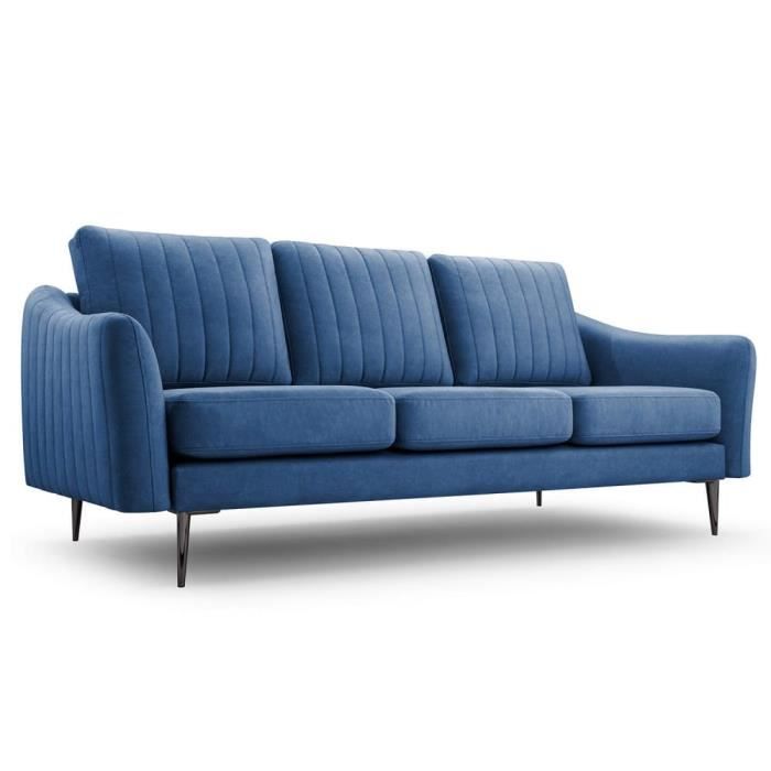 Produit similaire: Canapé droit fixe 3 places en tissu avec pieds en métal 206x90x90 cm - Sofa ROCAN III (Bleu foncé - Cloud 74)