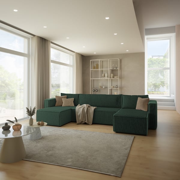 ezekiel - Canapé convertible velours côtelé Vert