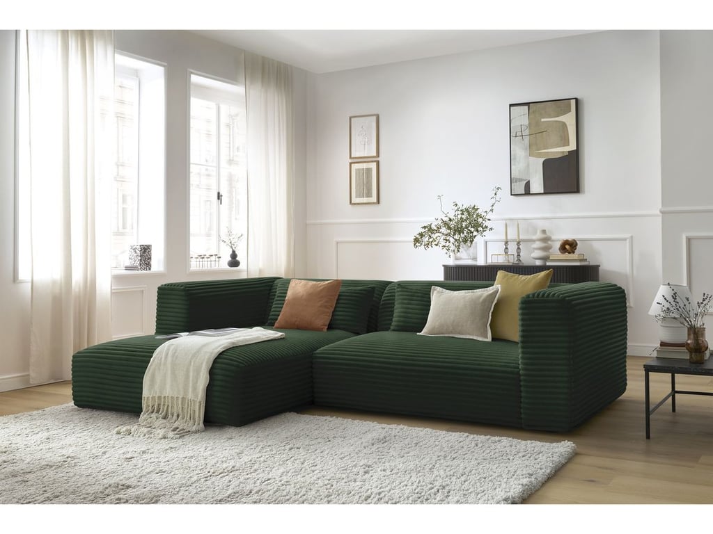 Produit similaire: Canapé d'angle fixe HARRY gros côtelé doux vert angle gauche BOBOCHIC 3 places