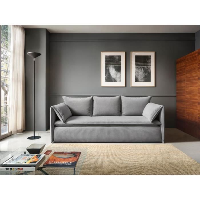 Produit similaire: Canapé convertible 3 places en velours côtelé gris TEODORA