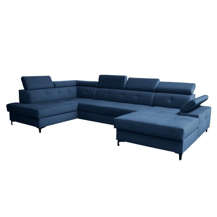 Produit similaire: Grand canapé d'angle XXL en U panoramique lit convertible avec coffre 6-7 places - CAPI - Bleu foncé (Manila 26, Gauche)