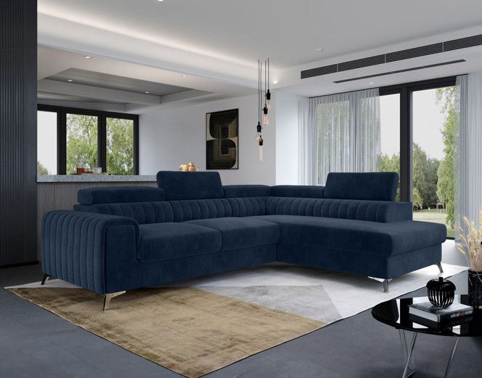 Produit similaire: Canapé d'angle convertible Talisay - BESTMOBILIER - 5 places - Coffre de rangement - Velours Bleu marine