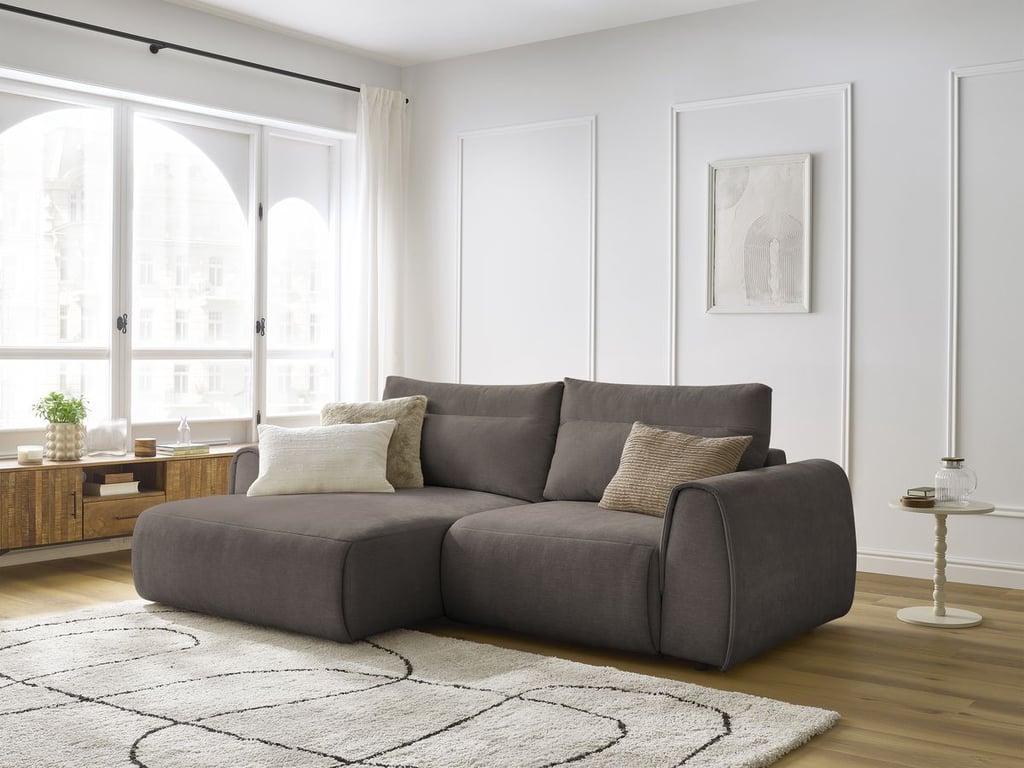 Produit similaire: Canapé d'angle fixe compact ADEN taupe angle gauche BOBOCHIC 3 places