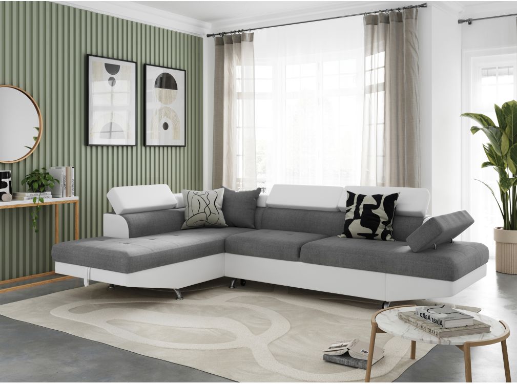 Produit similaire: Canapé d'angle RIO Convertible avec coffre en tissu et simili