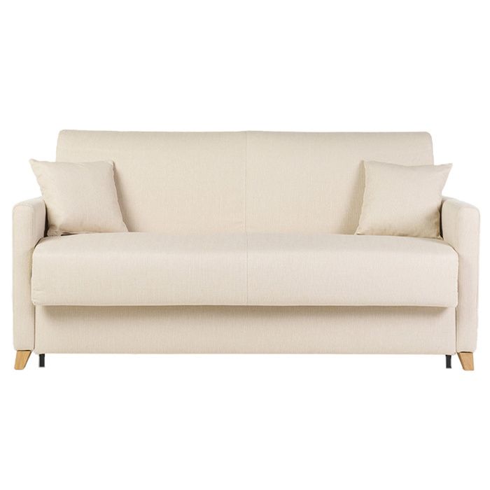 Produit similaire: Canapé convertible 3 places en tissu beige et bois clair avec matelas 18 cm SKANDY