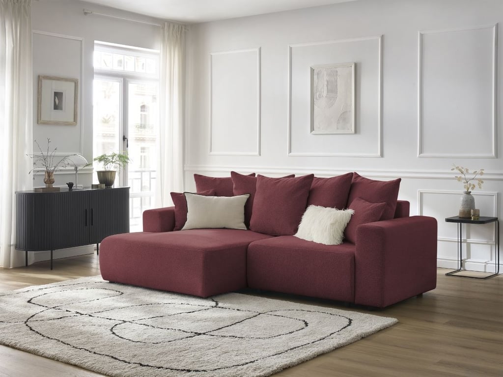 Produit similaire: Canapé d'angle convertible coffre ATILLA tissu chiné rouge angle gauche BOBOCHIC 4 places