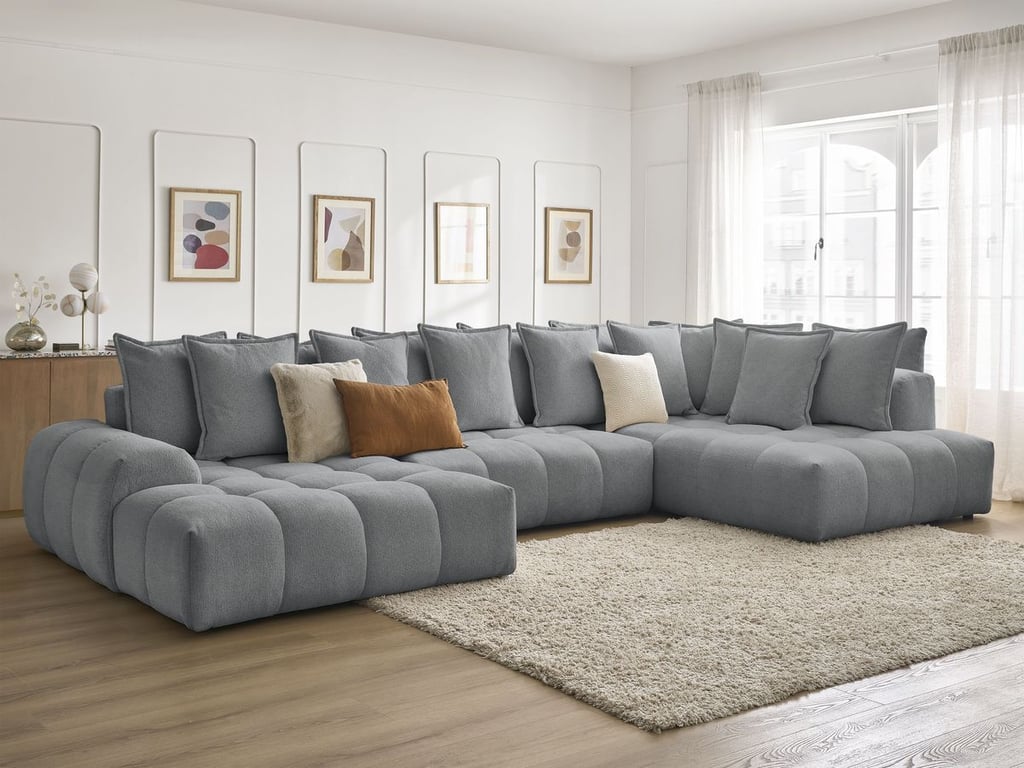 Produit similaire: Canapé panoramique convertible coffre EVEREST tissu chiné gris foncé angle gauche BOBOCHIC 6 places