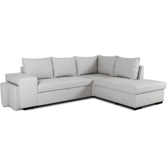 Produit similaire: Canapé d'angle convertible réversible 4 places MITCHELL - Tissu Gris - L 247 x P 91 x H 205 cm - Coffre de rangement