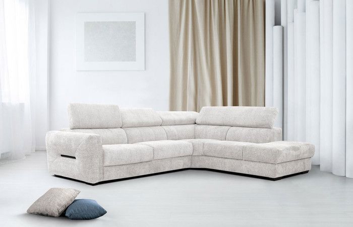 Produit similaire: Canapé d'angle droit Calvera 5 places tissu écru - CALVERA