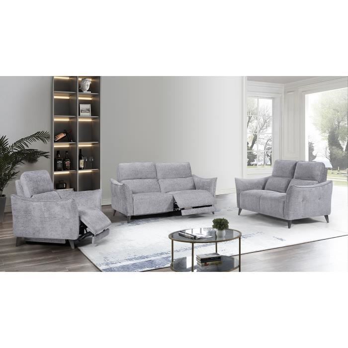 Produit similaire: Canapé Relax Electrique 3 Places - ALLURE - Tissu Gris - Confort Moelleux - Pieds Chromés