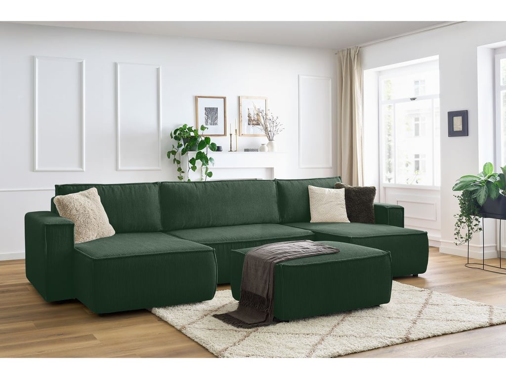 Produit similaire: Canapé panoramique convertible coffre NIHAD velours côtelé avec pouf vert foncé panoramique BOBOCHIC 7 places