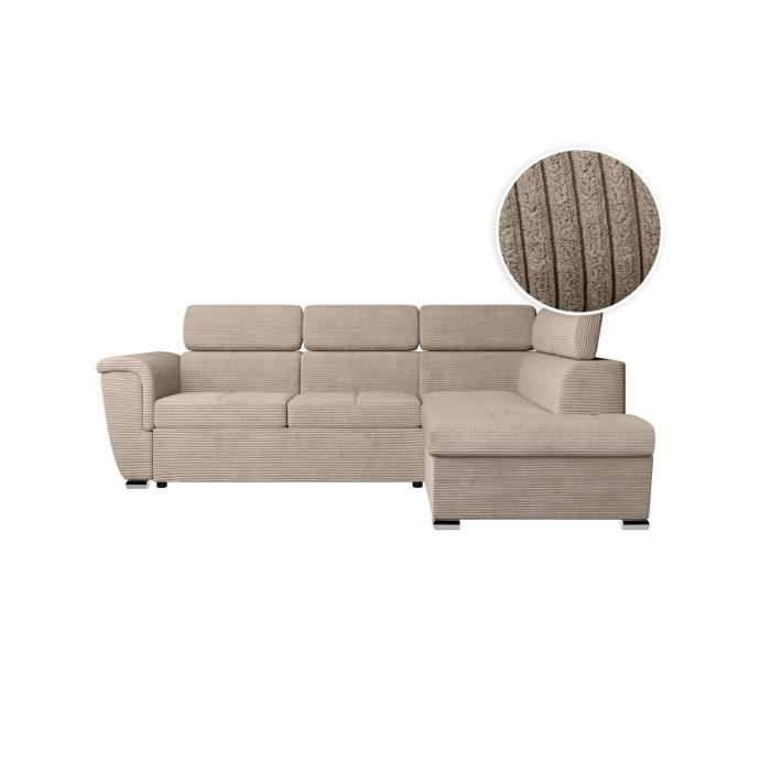 Produit similaire: Canapé d'angle droit 4 places PAOLA convertible avec coffre en velours côtelé - Taupe - L252 x P188 x H76cm - LOUNGITUDE