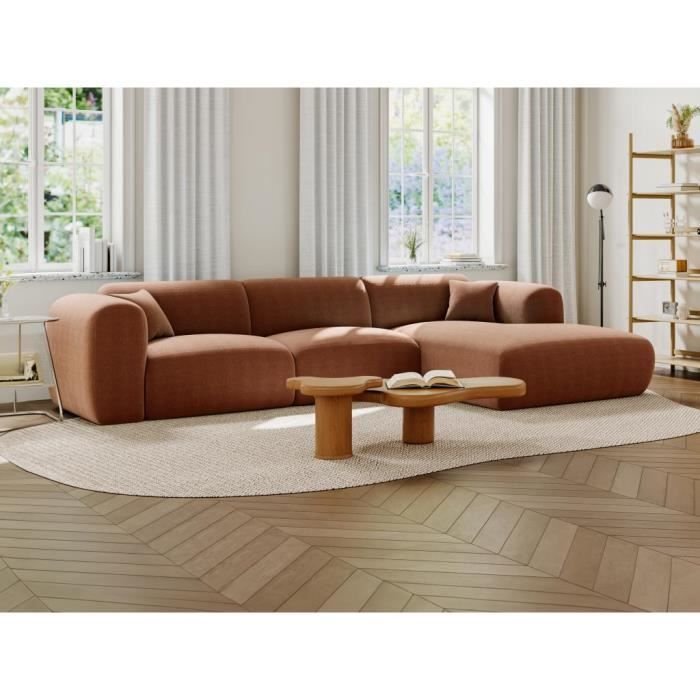 Produit similaire: Canapé d'angle en tissu texturé terracotta POGNI - Maison Céphy - 5 places - Déhoussable