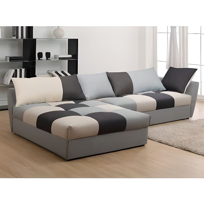 Produit similaire: Canapé d'angle convertible en tissu - ROMANE - Gris - Contemporain