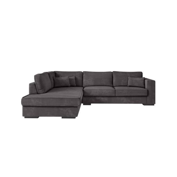 Canapé d'angle gauche BELAMI XXL 6 places en velours côtelé - Gris foncé - L303 x P228 x H86cm - LOUNGITUDE