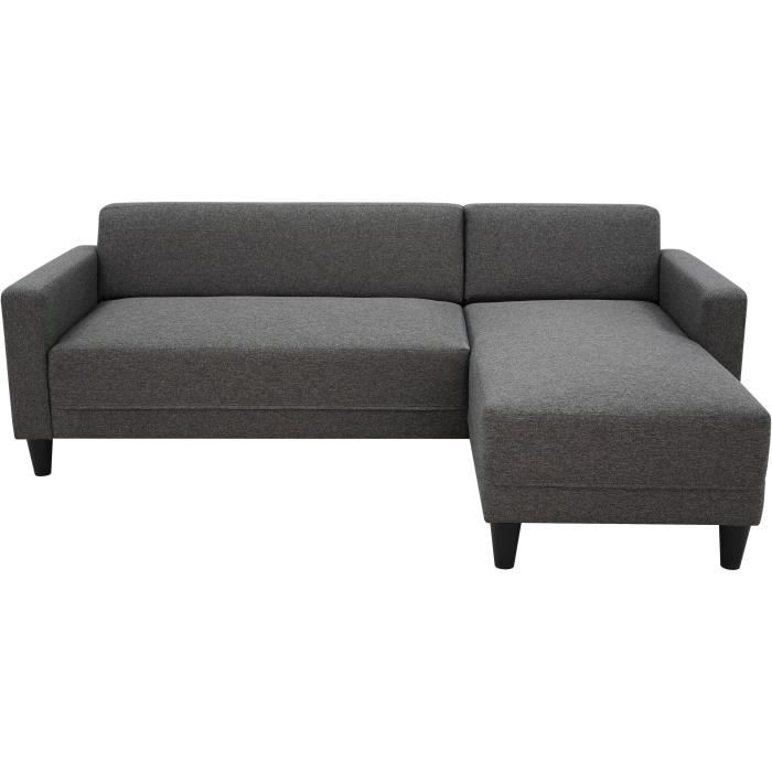 Produit similaire: Canapé d'angle fixe 4 places BOB - Tissu anthracite - Réversible - L 197 x P 117 x H 65 cm