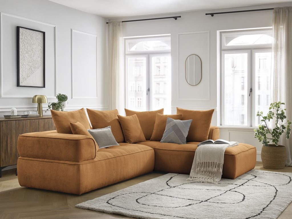 Produit similaire: Canapé d'angle L fixe WHESLEY jaune angle droit BOBOCHIC 4 places