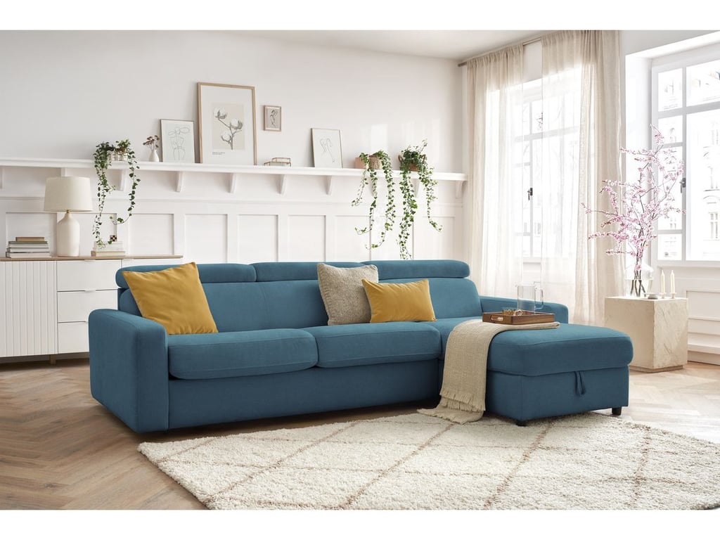 Produit similaire: Monaco canapé d'angle réversible convertible coffre 3 places tissu lisse bleu clair