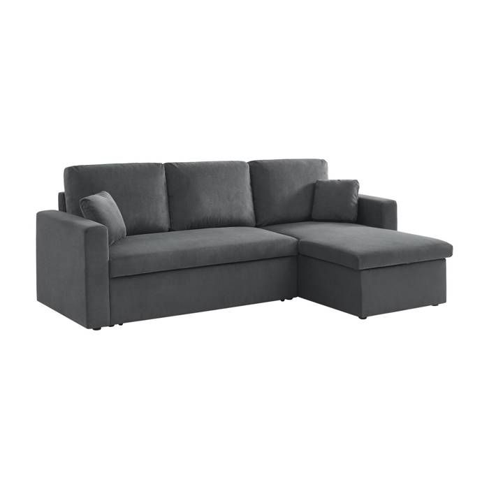 Produit similaire: Canapé d'angle convertible en velours côtelé gris foncé  - IDA - 3 places. fauteuil d'angle réversible coffre rangement lit