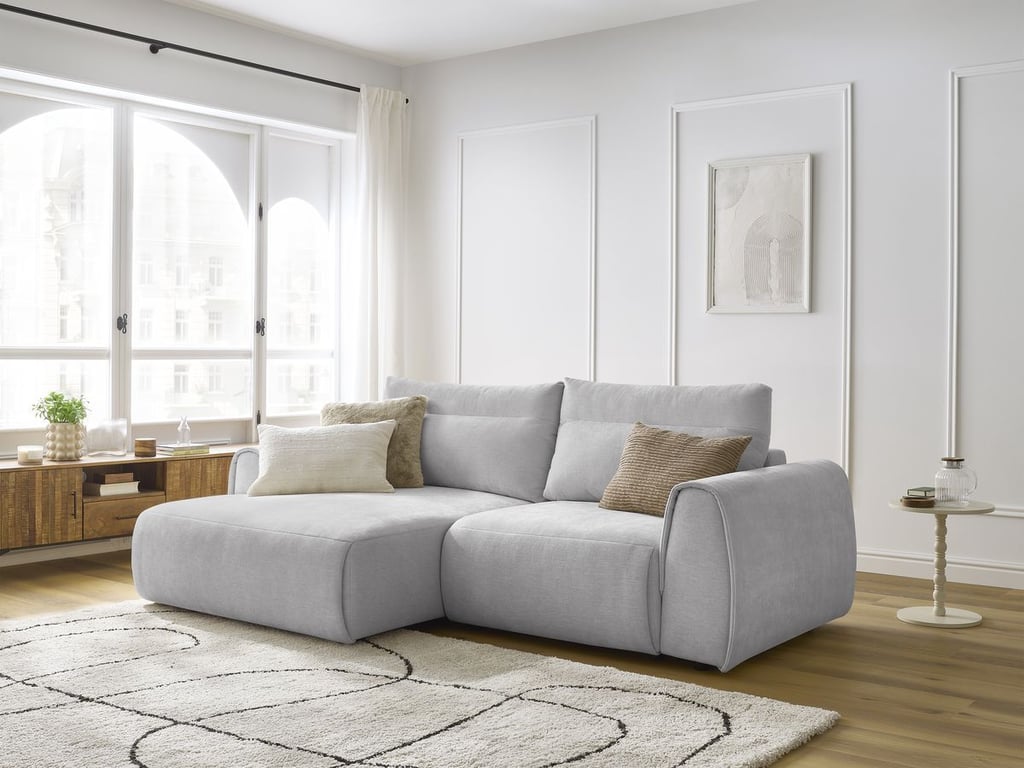 Produit similaire: Canapé d'angle fixe compact ADEN gris clair angle gauche BOBOCHIC 3 places