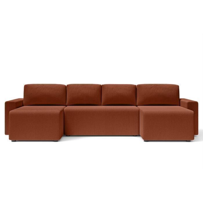 Produit similaire: Canapé panoramique convertible MAX en velours côtelé terracotta 6 places - Coffre de rangement - BAÏTA