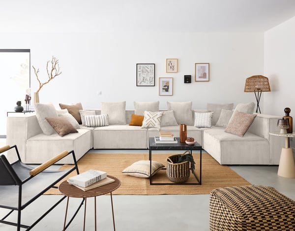 Colombine - Canapé velours côtelé Beige