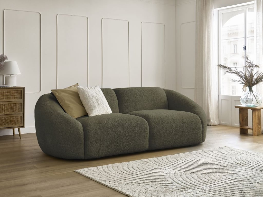 Produit similaire: Tina canapé droit fixe 3 places tissu bouclette vert