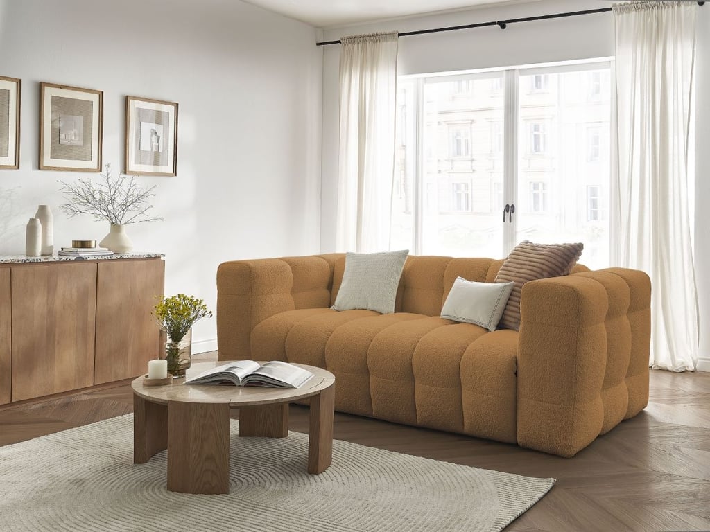 Produit similaire: Canapé droit convertible 3 places CLOUD tissu bouclette jaune BOBOCHIC