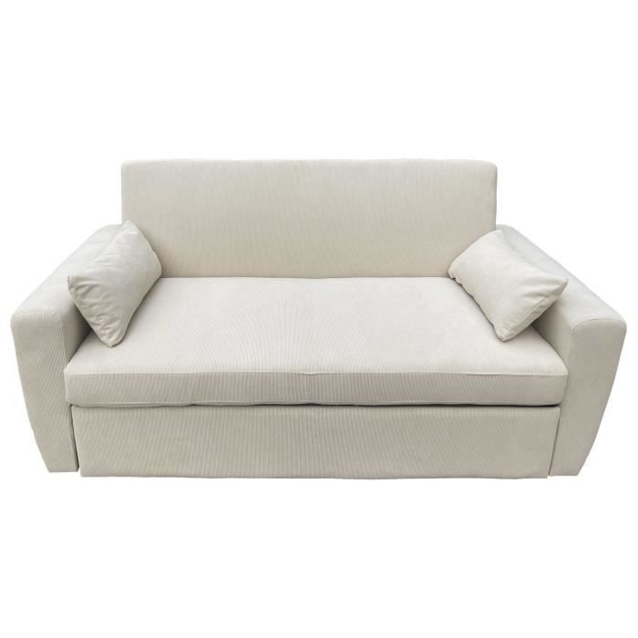 Canapé convertible - HAPPY GARDEN - MATT - Velours côtelé beige - 2 places - Design contemporain - Vue supplémentaire 1