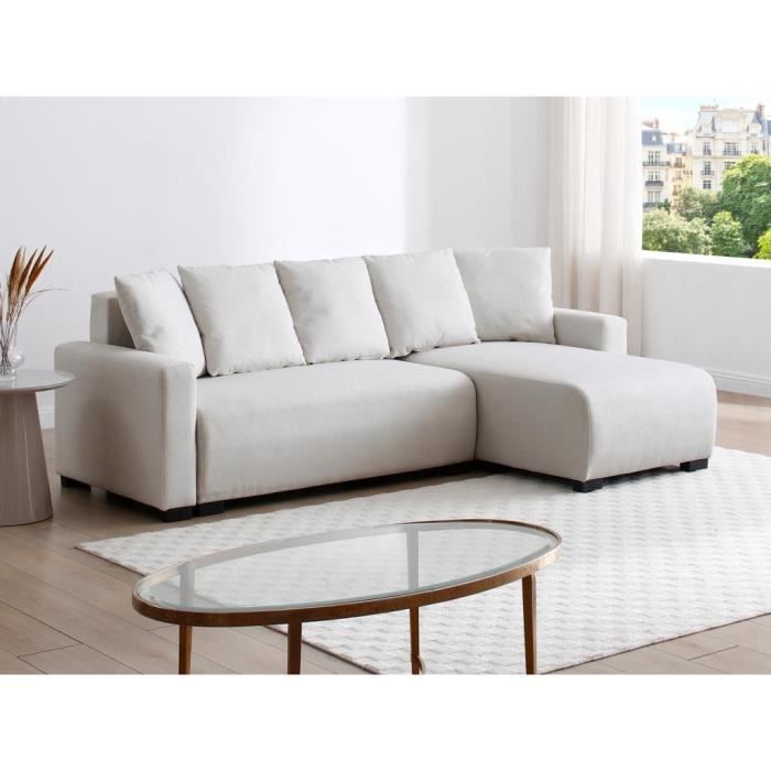Produit similaire: Canapé d'angle convertible et réversible en tissu beige LADAZIA II