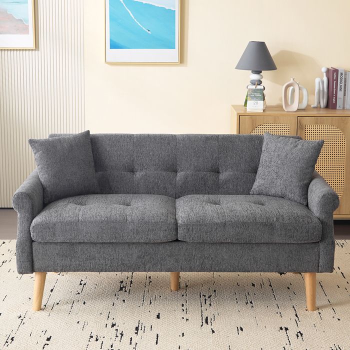 Produit similaire: Canapé droit 2 places canapé rembourré avec coussins épais Bois massif Tissu chenille Gris