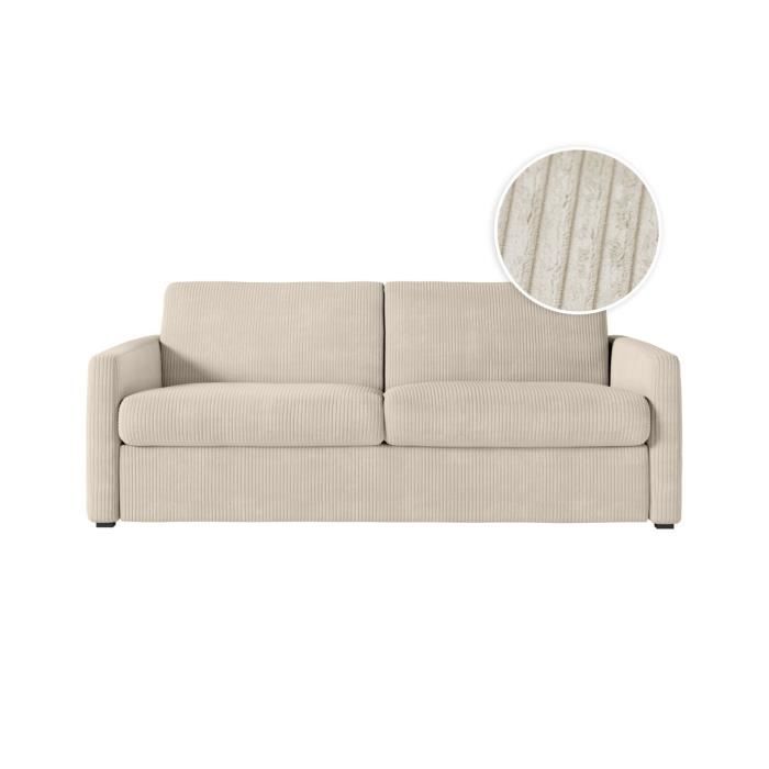 Produit similaire: Canapé convertible express 3 places AGATHE 160x190cm en velours côtelé - Beige - Matelas 13cm - L198 x P96 x H88cm - LOUNGITUDE