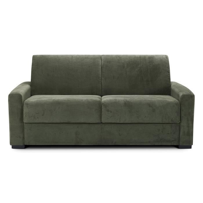 Produit similaire: Canapé convertible 3 places en velours fines côtes vert - Ouverture express - Couchage quotidien - Matelas HD 140 x 190 - Sienne