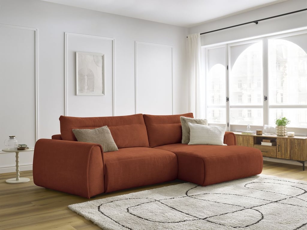 Produit similaire: Canapé d'angle incurvé fixe ADEN orange angle droit BOBOCHIC 3 places