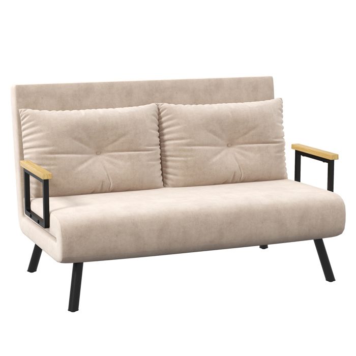 Produit similaire: Canapé convertible HOMCOM 2 places avec dossier réglable à 5 niveaux et 2 coussins rembourrés, revêtement effet velours, beige